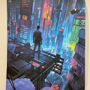 Large fabric/cloth poster with magnetic hanger - Cyberpunk City